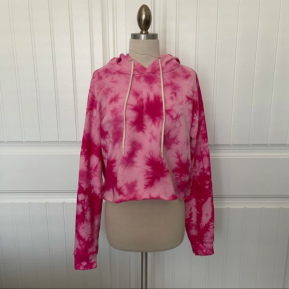 Wild Fable Pink Tie Dye Cropped Hoodie